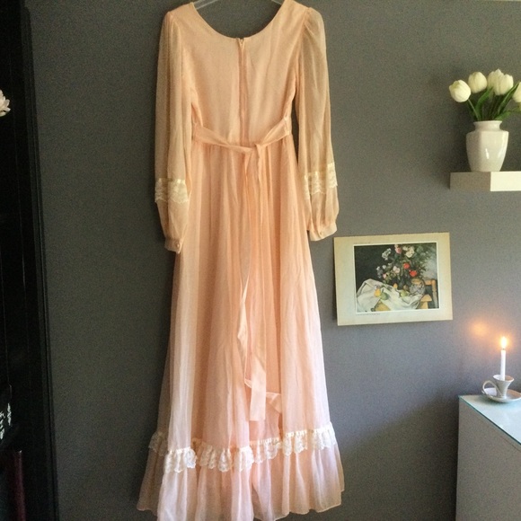 Gunne Sax Vintage Peach Maxi Dress - Picture 4 of 8